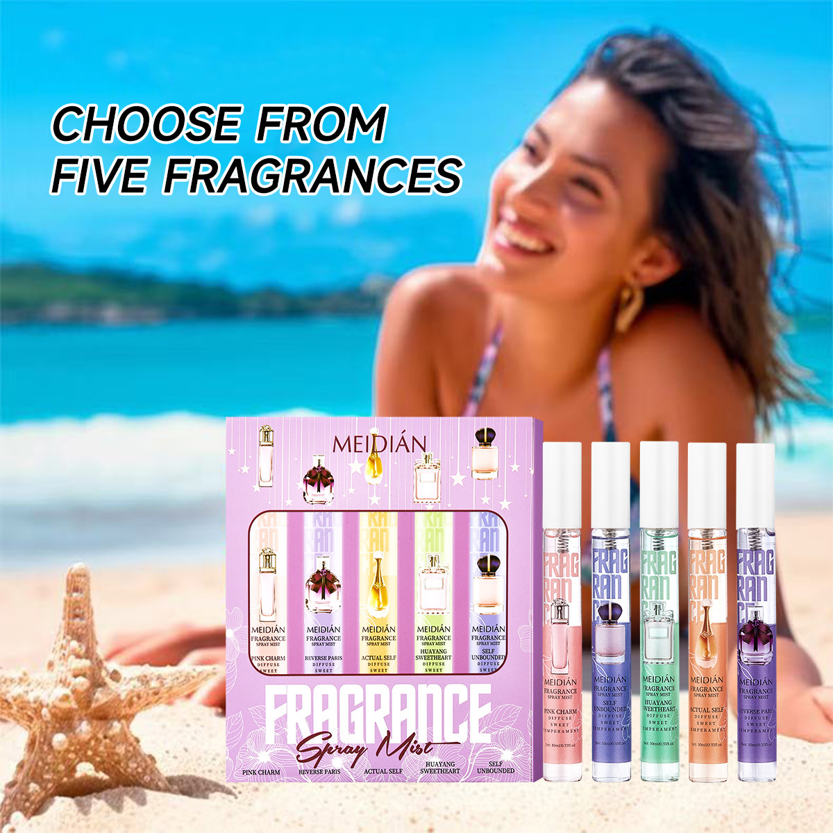 Cross-border popular brand-name perfume set for body and hair, alcohol-free fragrance spray, travel size