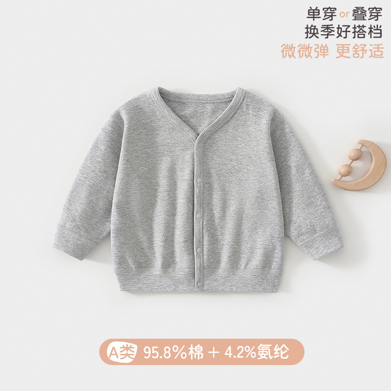 Baby early autumn V-neck pure cotton top baby clothes boys and girls spring and autumn sweater jacket Anyang a category children's clothing autumn
