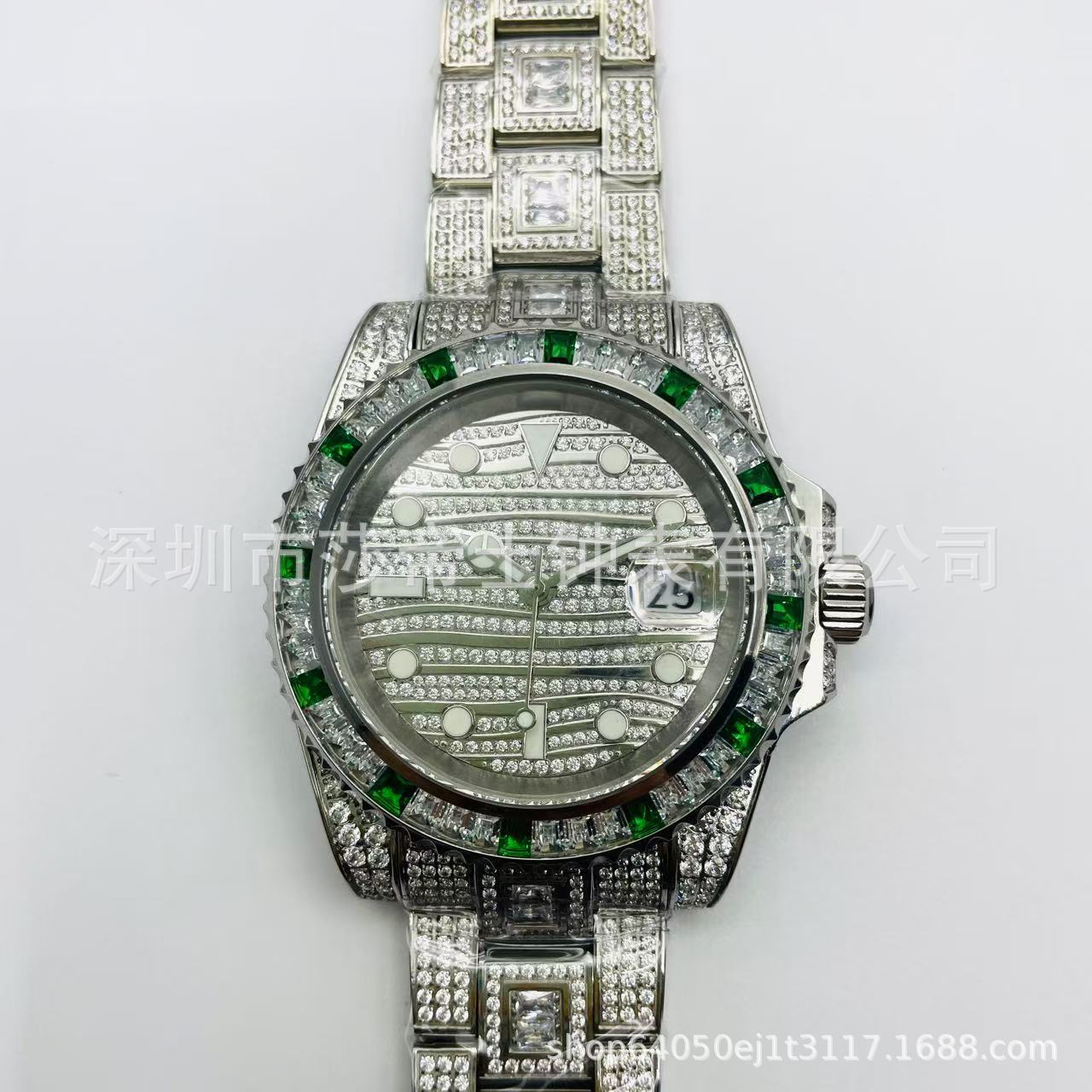 European and American fashion analog sports watch zircon luxury round stainless steel luminous calendar gift for men and women