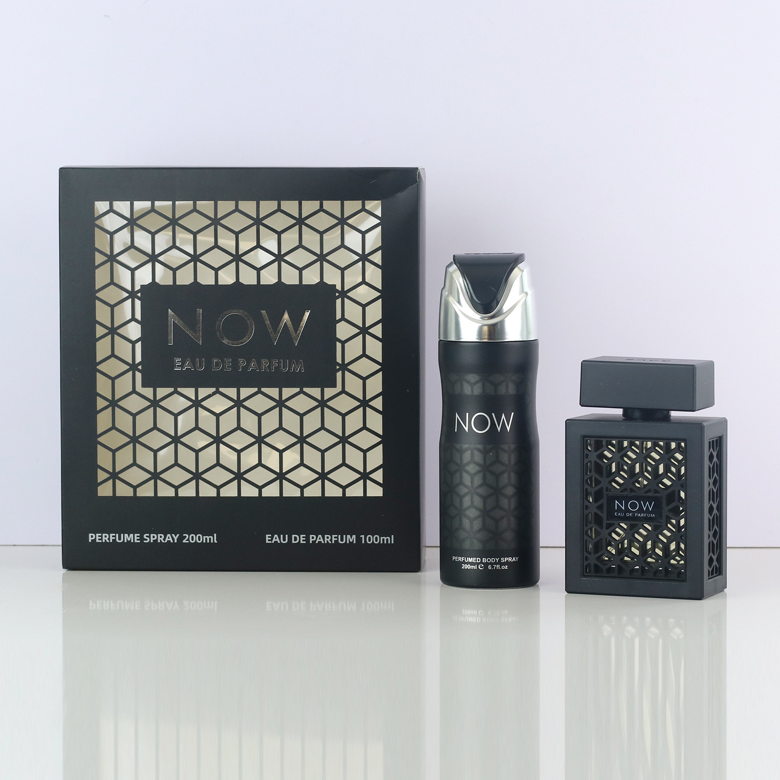 High-quality black NOW gift box set of two Middle Eastern Arabian men's and women's perfume long-lasting fragrance body spray