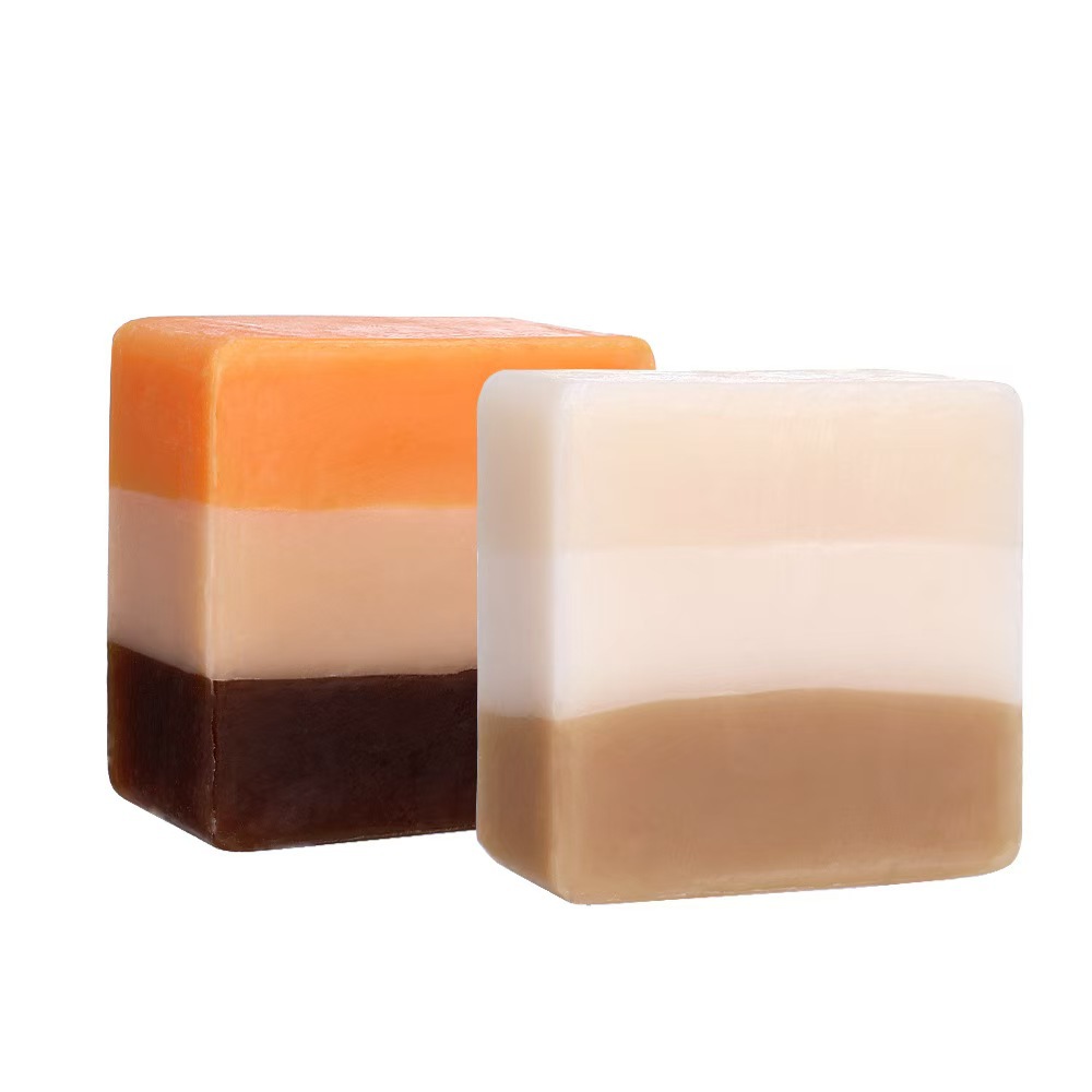 Three-color essential oil soap 100g handmade plant-based glycerin soap bar cleansing goat milk oatmeal soap