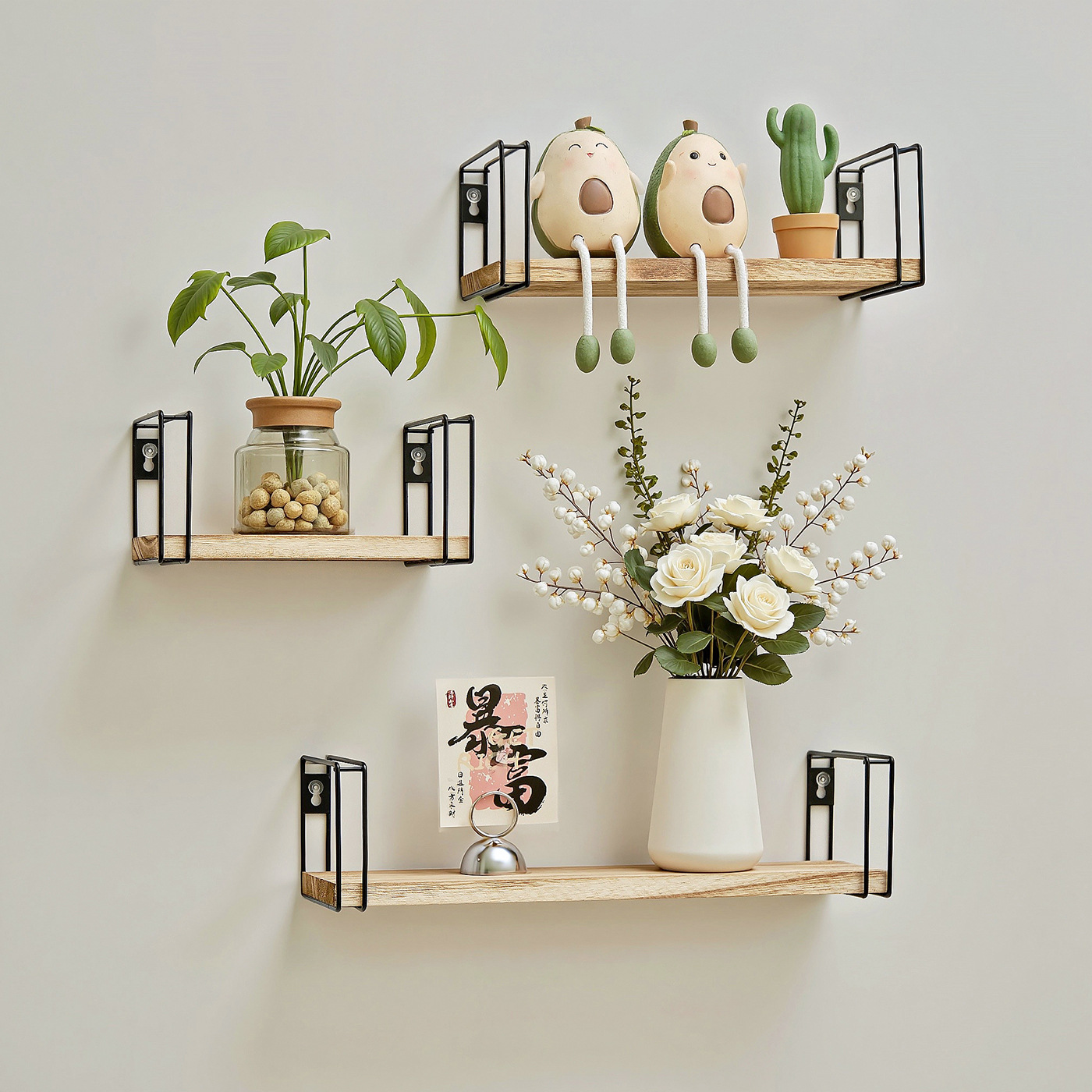 Nordic iron art rack creative wall storage rack wall hanging simple wall decoration bookshelf multi-layer organizing shelf