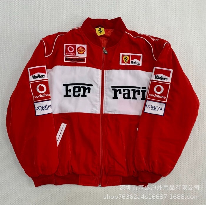 F1 racing suit embroidered jacket Amazon cross-border best-selling retro motorcycle riding suit and cotton jacket supports customization