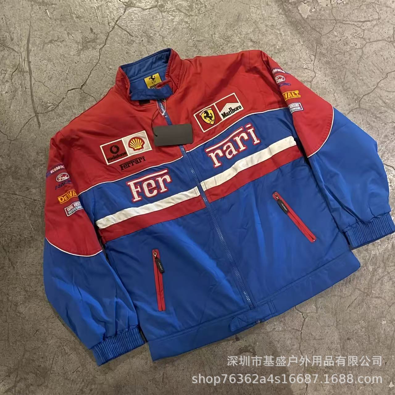 F1 racing suit embroidered jacket Amazon cross-border best-selling retro motorcycle riding suit plus cotton jacket supports customization