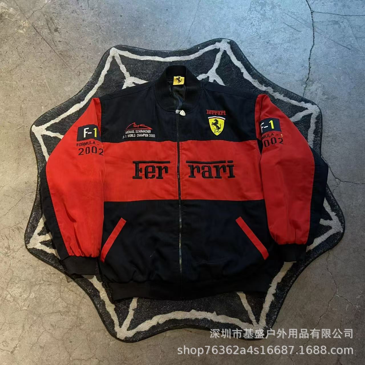 F1 racing suit embroidered jacket Amazon cross-border best-selling retro motorcycle riding suit plus cotton jacket supports customization