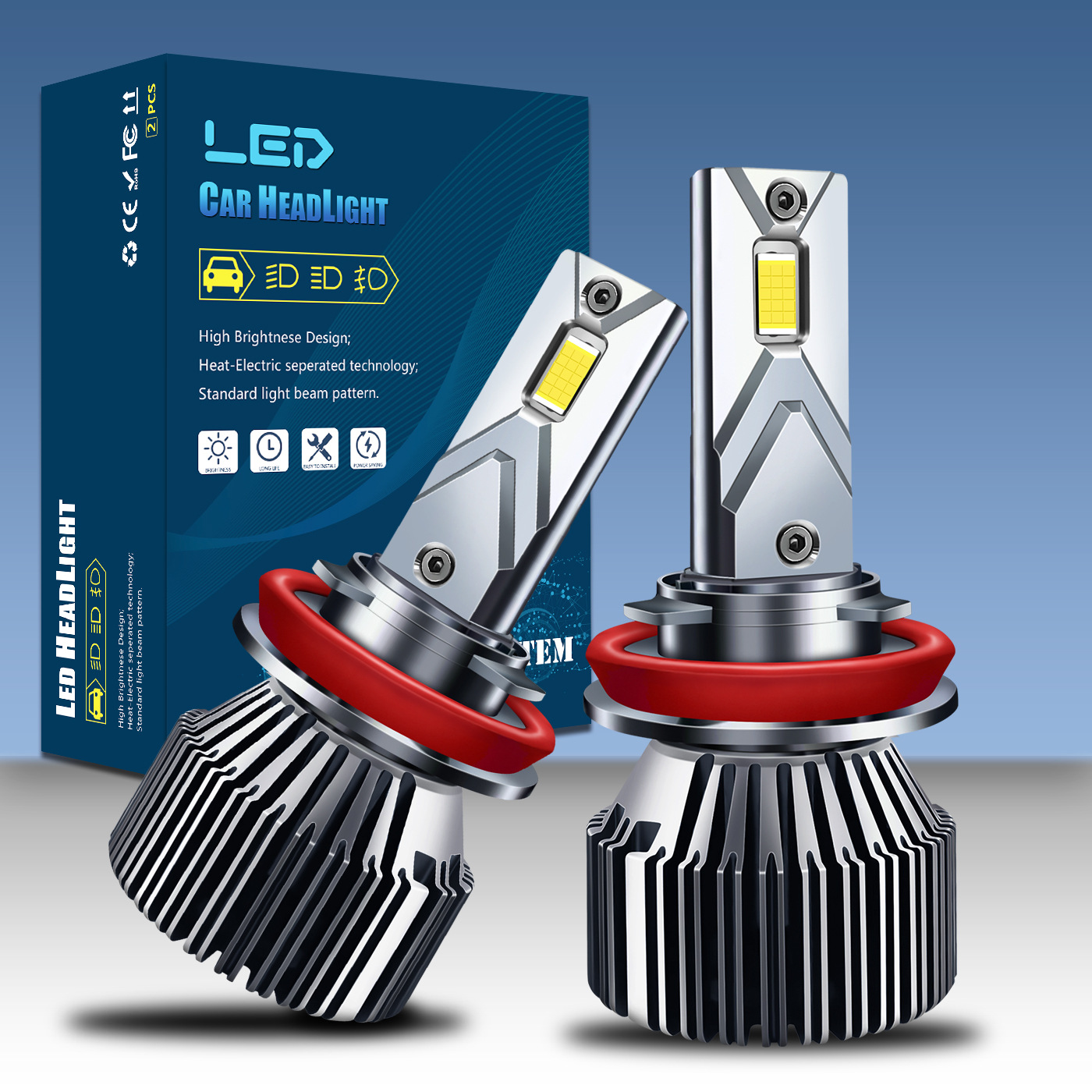 Cross-border exclusive supply of E5 built-in car LED headlights H1H7H4 high-power car LED headlights H119005H3