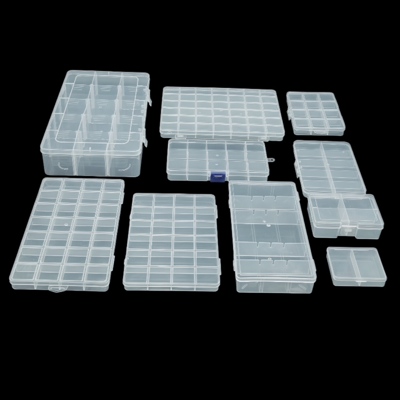 Compartmented PP plastic box 10 grids, 15 grids, 24 grids desktop storage box, jewelry hardware parts, fishing gear, bean packaging box