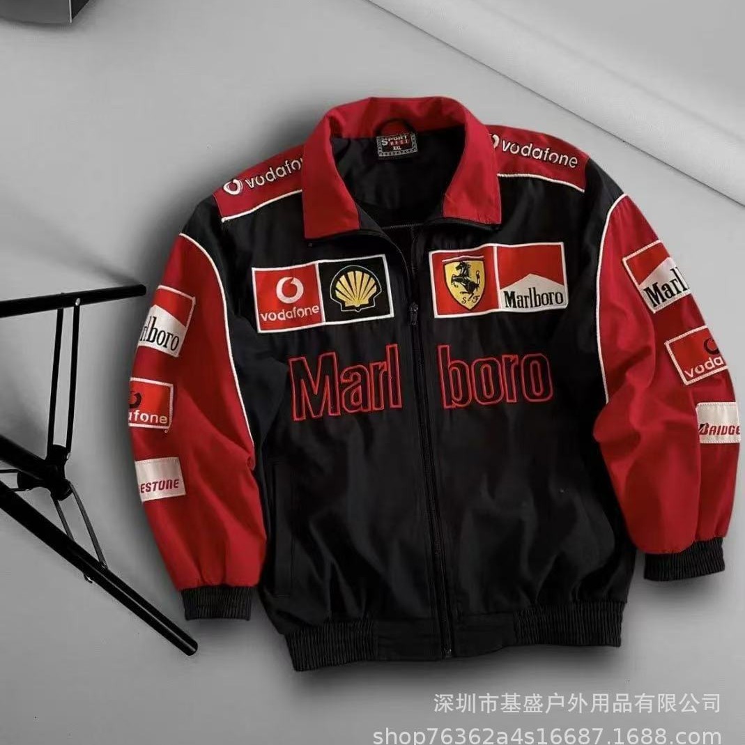 F1 racing suit embroidered jacket Amazon cross-border best-selling retro motorcycle riding jersey plus cotton jacket supports customization
