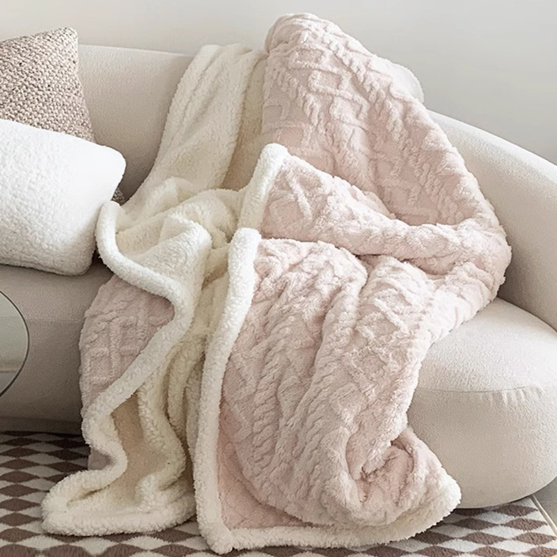 Winter taff fleece blanket thickened lamb coral velvet small blanket office nap blanket sofa blanket bed