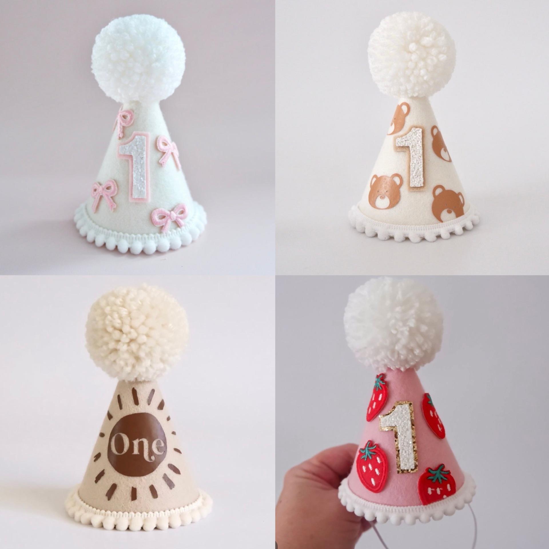 Cross-border ins style digital one-year-old bear birthday hat children's birthday party dress-up headwear photo placement supplies