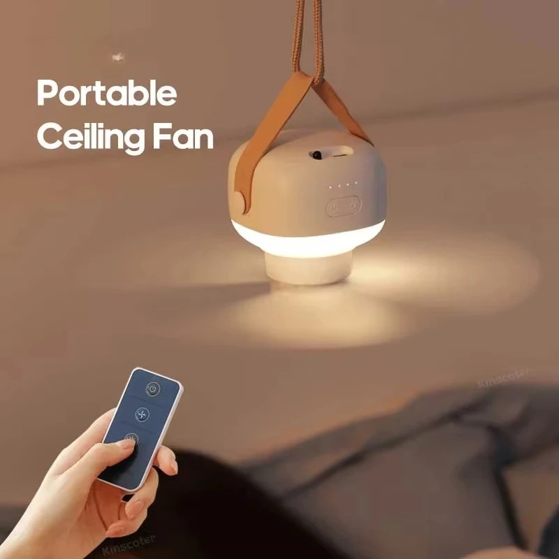Portable wireless mini ceiling fan light USB fan with remote control, stand, home, outdoor, camping