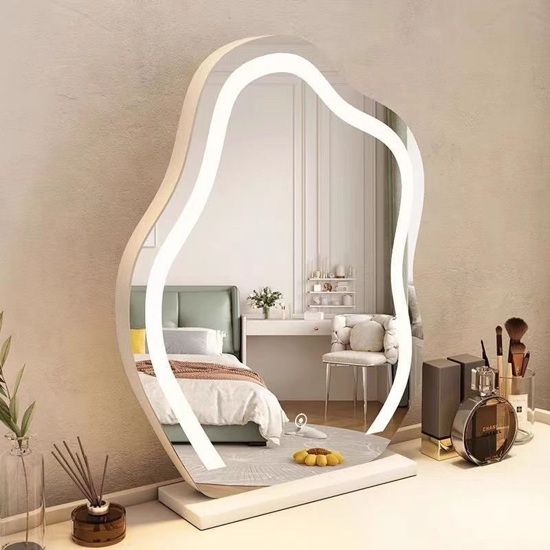 Yunduo Mirror Desktop Makeup Mirror Desktop LED Light Bedroom Dressing Table Smart Light Luxury Advanced Light Mirror with Light