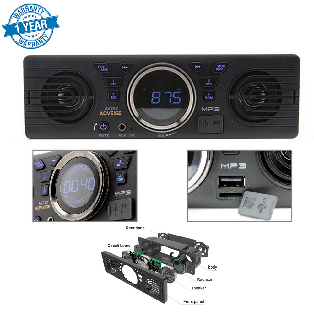 12V car single-pin player car plug-in card MP3 audio radio built-in speaker with Bluetooth host speaker