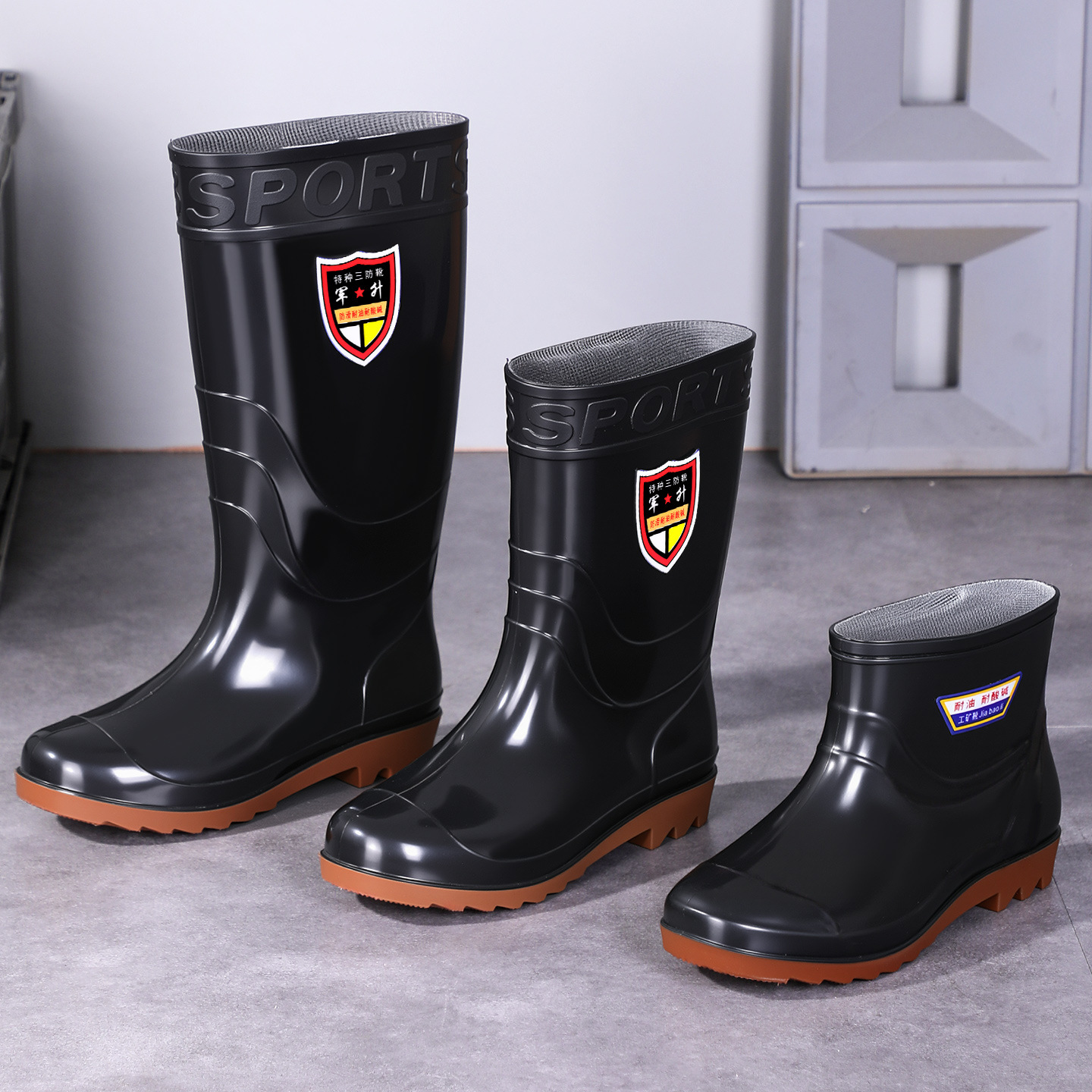 Water shoes silicone men's waterproof, anti-slip, anti-odor, free shipping, wear-resistant, men's high-top rain boots, long-top rain boots, waterproof, anti-slip plus