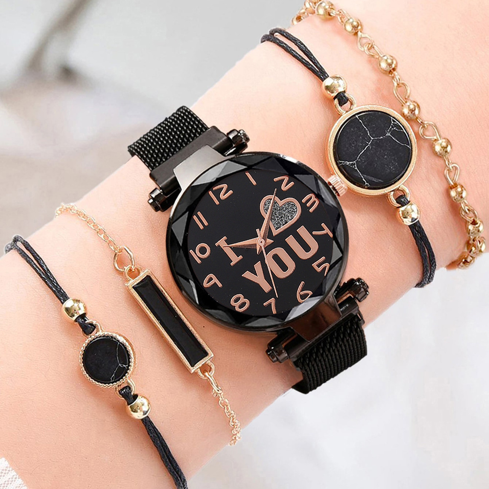 Cross-border hot model, fashionable multi-piece set, light luxury, casual and youthful women’s watch set, romantic couple watch gift