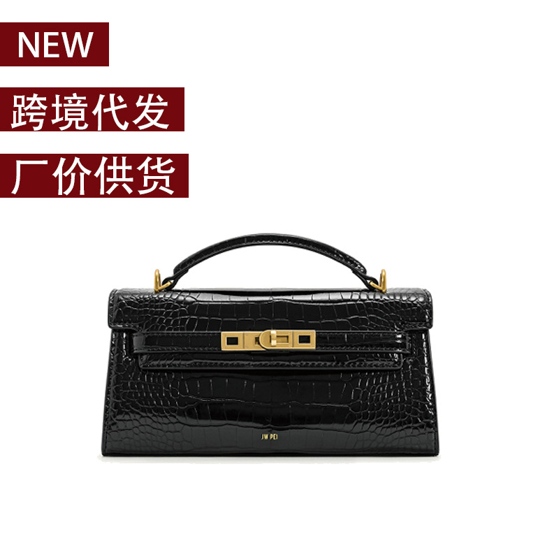 JW PEI handbag Noor crocodile pattern Kelly bag new high-end portable crossbody bag women's bag 2T273