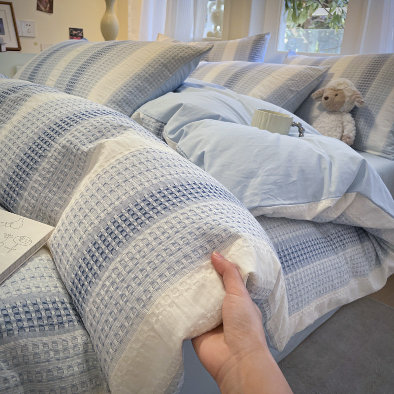 Category A maternal and infant grade 100 cotton bed four-piece set new high-end pure cotton quilt cover sheet sheet and fitted sheet three-piece set