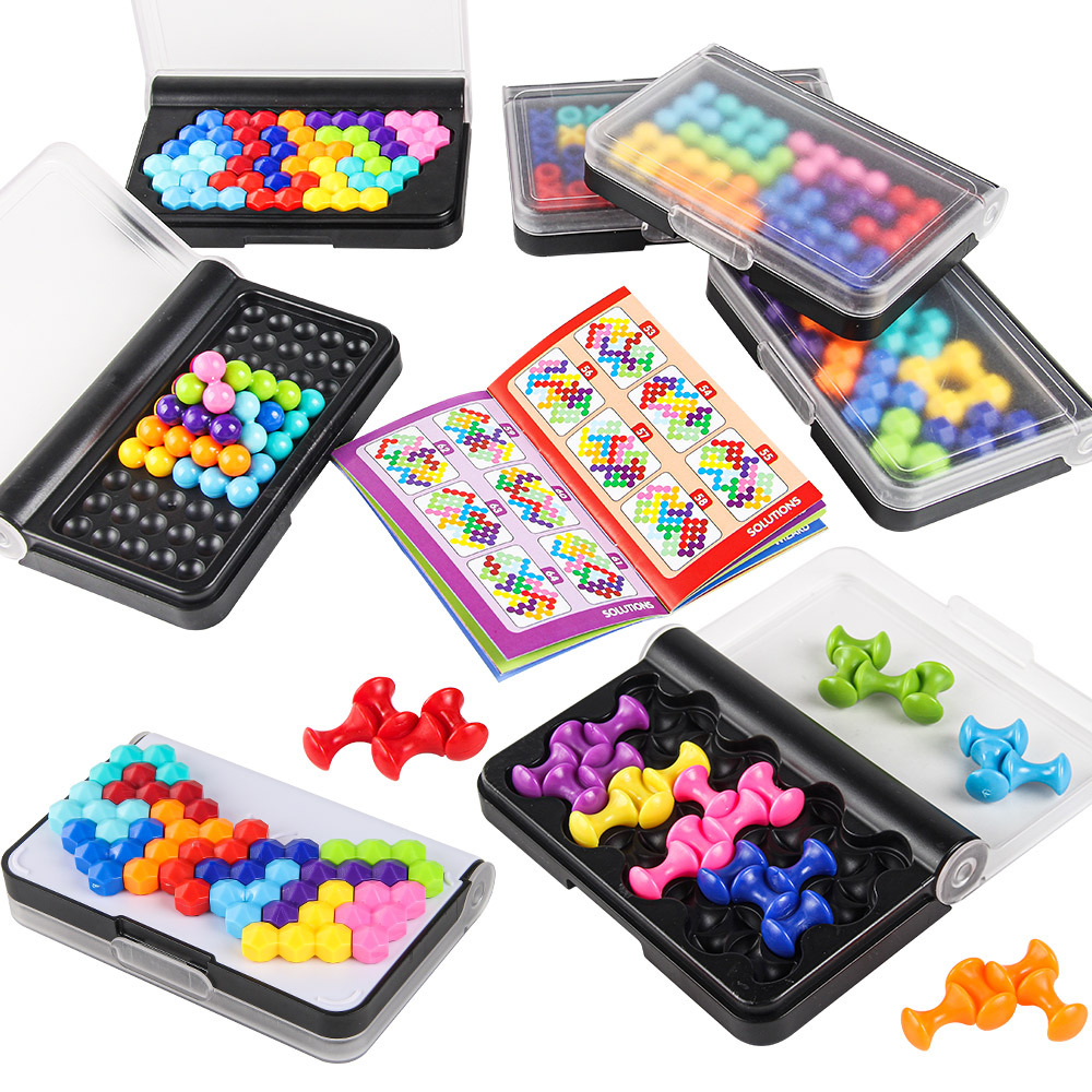 Children's puzzle brain logical thinking training mini magic bead board game puzzle game smart pocket colorful bead toy