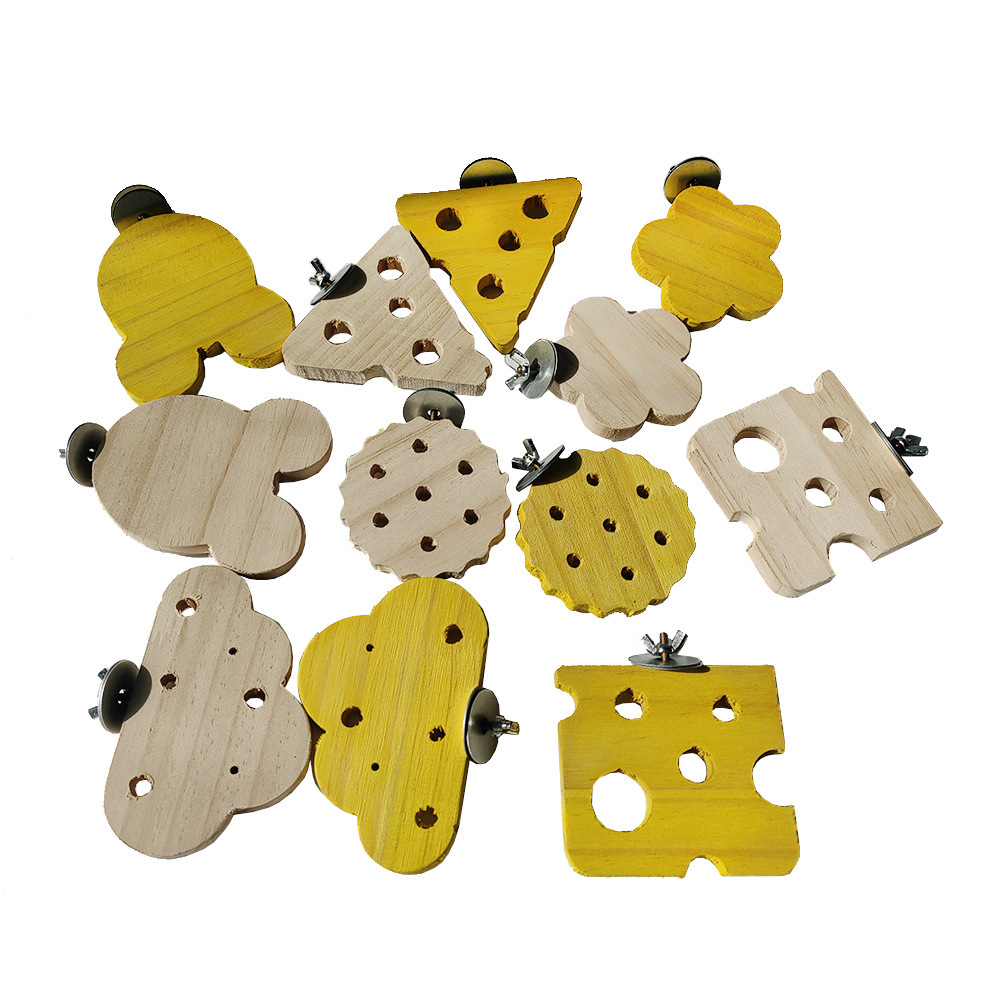 Hamster cheese biscuit stand birdcage accessories bird supplies solid wood springboard stand play platform