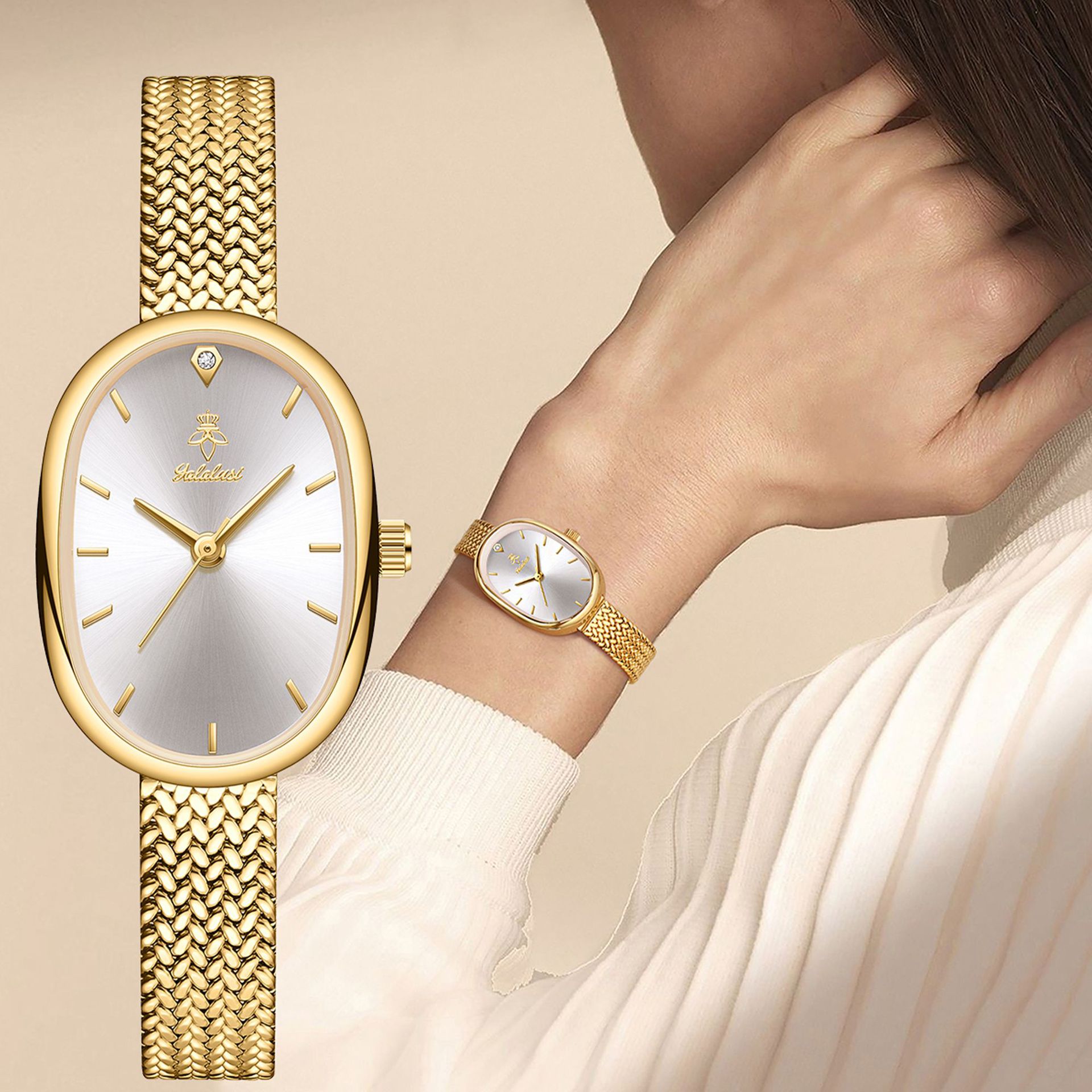 Yalalusi light luxury fashion women's watch high-value watch niche high-end women's watch mesh belt temperament women's watch