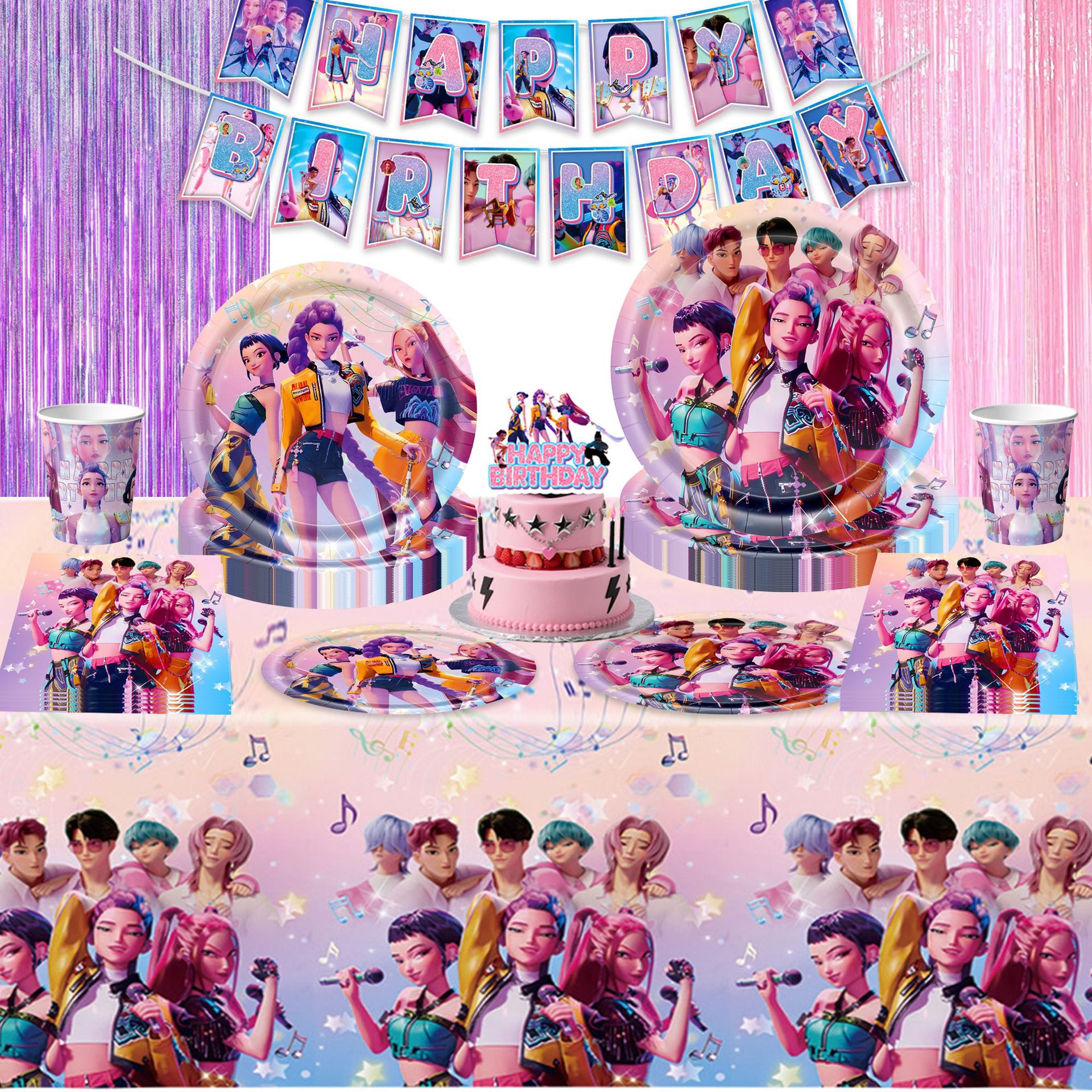 Witch Hunters theme party supplies cross-border birthday tableware paper plates paper cups balloons cutlery and spoon party decorations