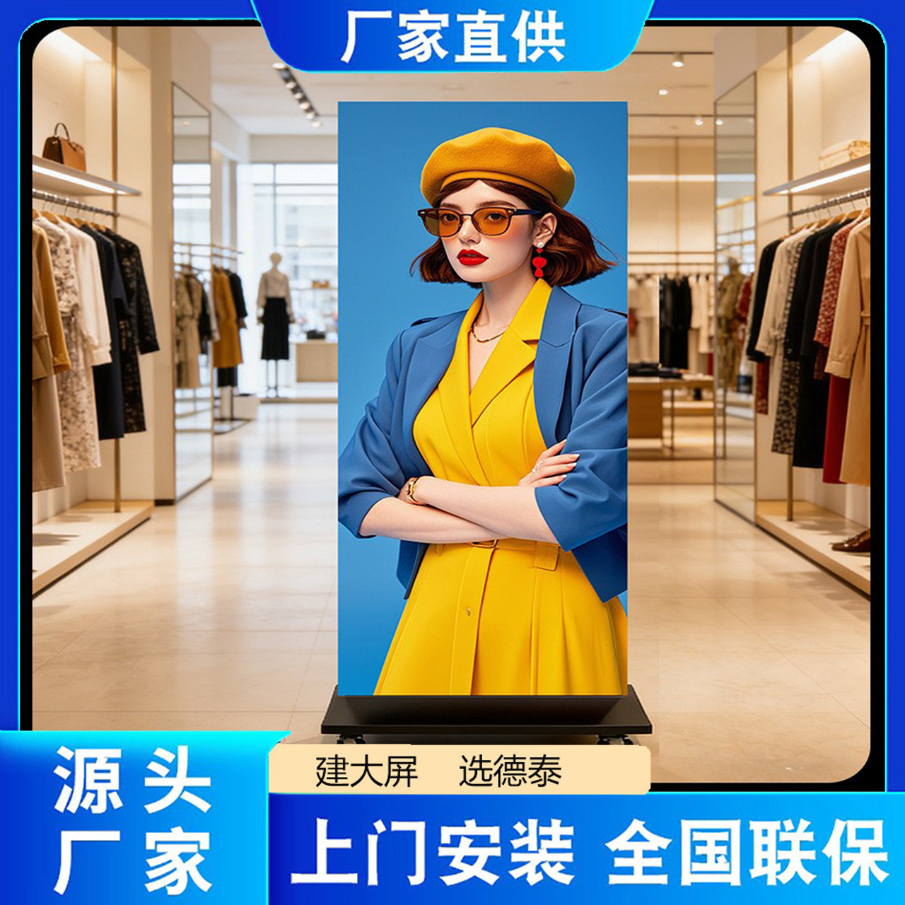 LED poster screen shopping mall store vertical electronic screen movable foldable display indoor high definition