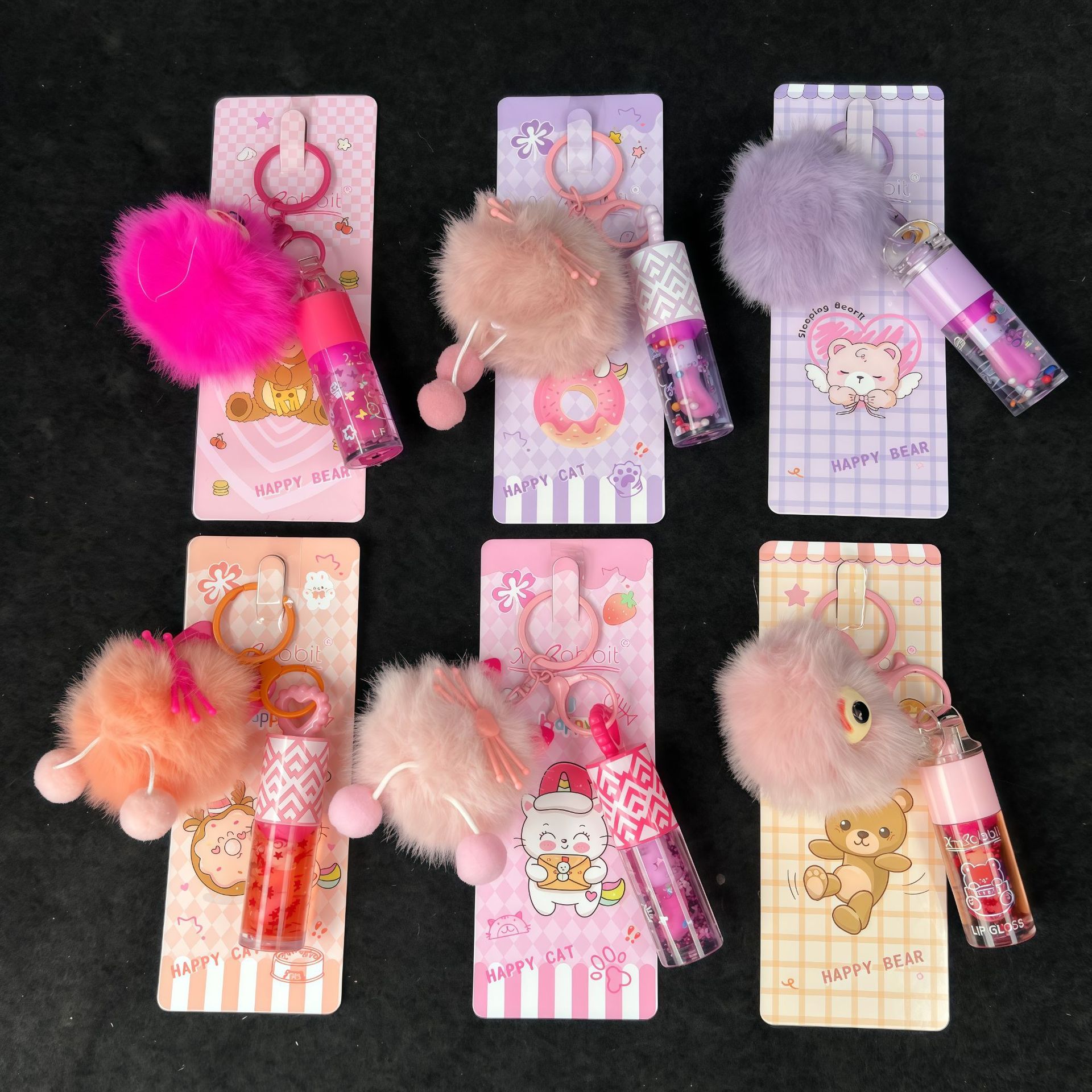 Cross-border new product LIP GLOSS lip glaze, key chain lip oil three-color set, long-lasting moisturizing lip gloss