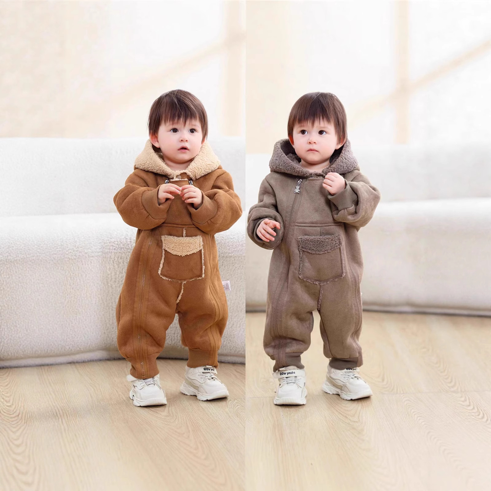 Children's Clothing New Baby Jumpsuit Autumn and Winter Warm Romper Suit for Toddlers 0-2 Years Old Men and Women Baby Outing Clothes