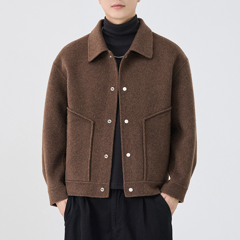 High-end wool thickened jacket men's 2025 winter new double-sided cashmere work jacket men's casual top