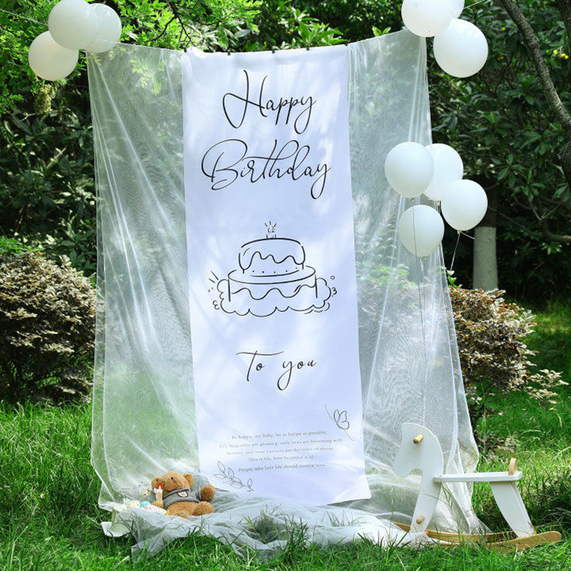 Outdoor birthday scene decoration supplies ins style background cloth girl photo props decorative mesh background hanging cloth