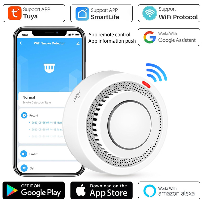 Cross-border graffiti smoke alarm smart home tuya smoke fire alarm WIFI smoke detector