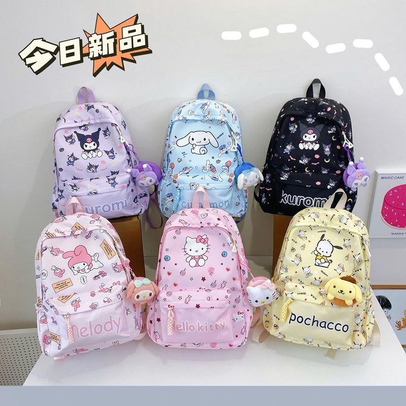 Cartoon backpack Kuromi children's backpack new large capacity lightweight kt cat print cute middle school school bag