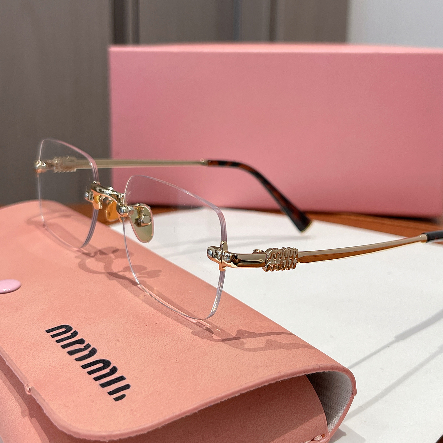 Miao series SMU B50S rimless glasses frame, fashionable and versatile plain mirrors, casual optical myopia glasses, can be equipped with myopia glasses