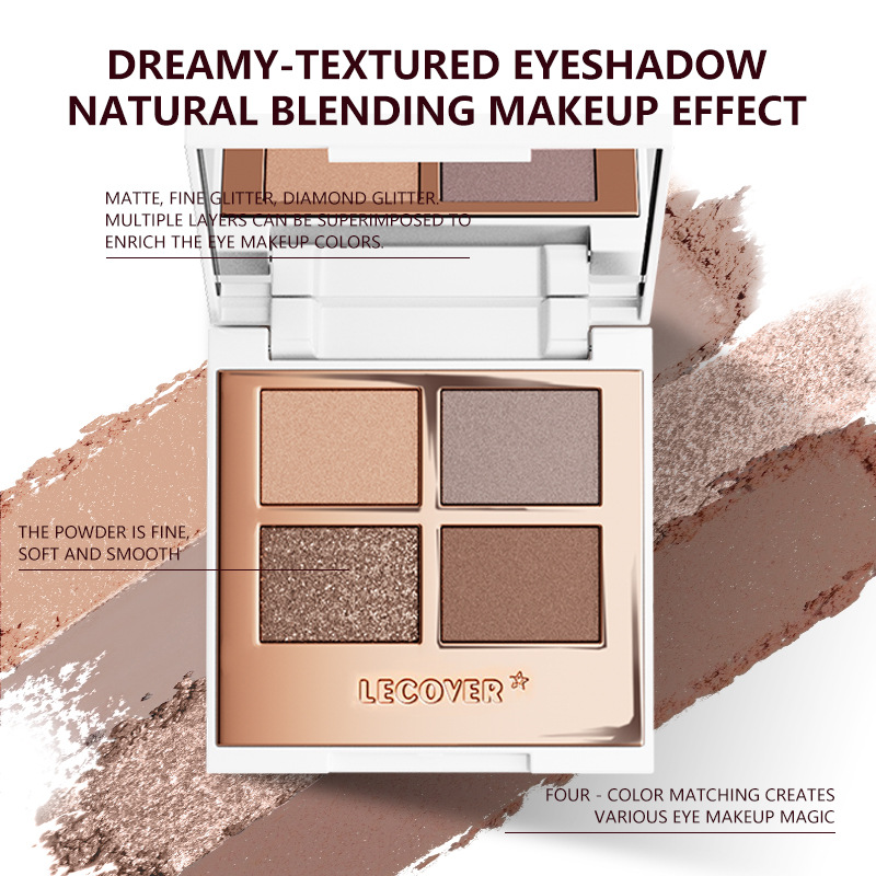 LC four-color eyeshadow palette new women's LECOVER matte pearly glitter super flash European and American high-gloss eyeshadow