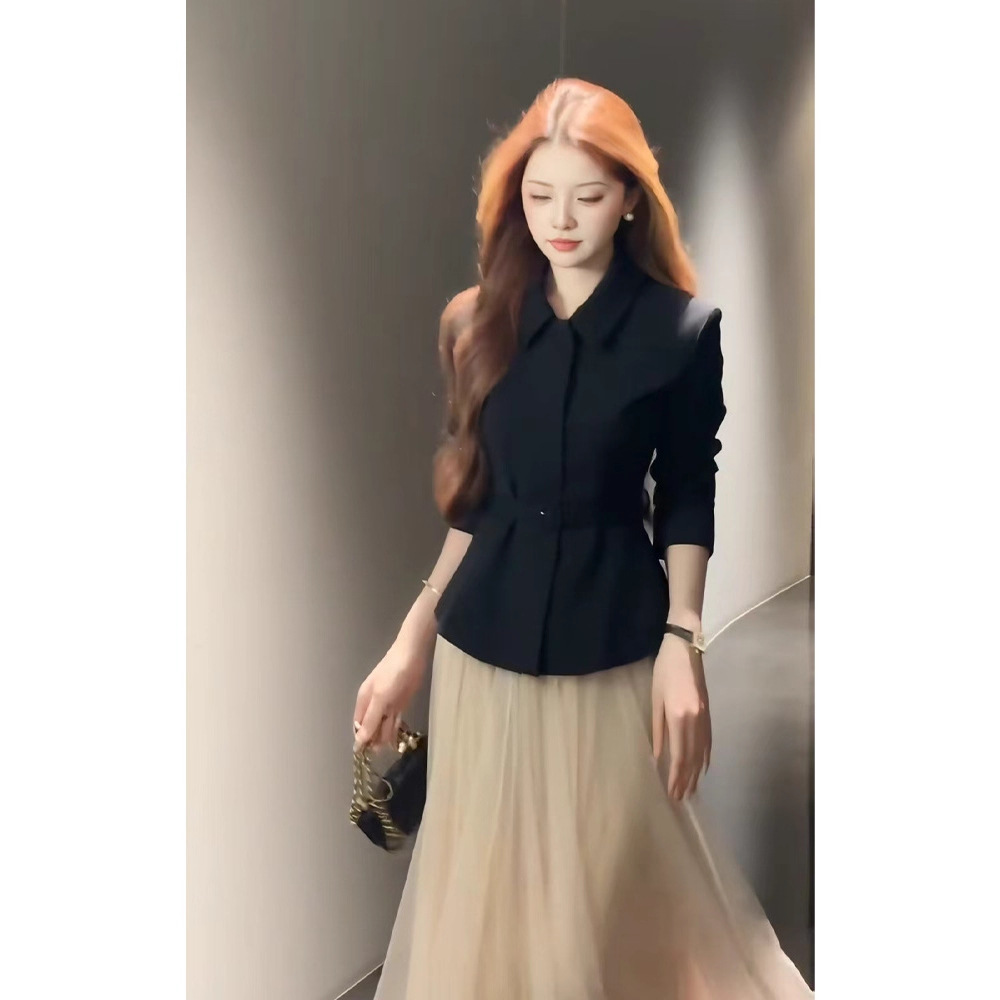 2025 Autumn Fashion Temperament New Product Hot Style Internet Celebrity Same Style French Temperament Top High Waist Half Body Slim Skirt for Women