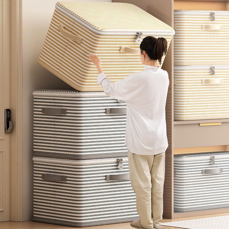 Yiwu ready-made storage box large capacity clothes quilt zipper fabric storage box wardrobe foldable storage box