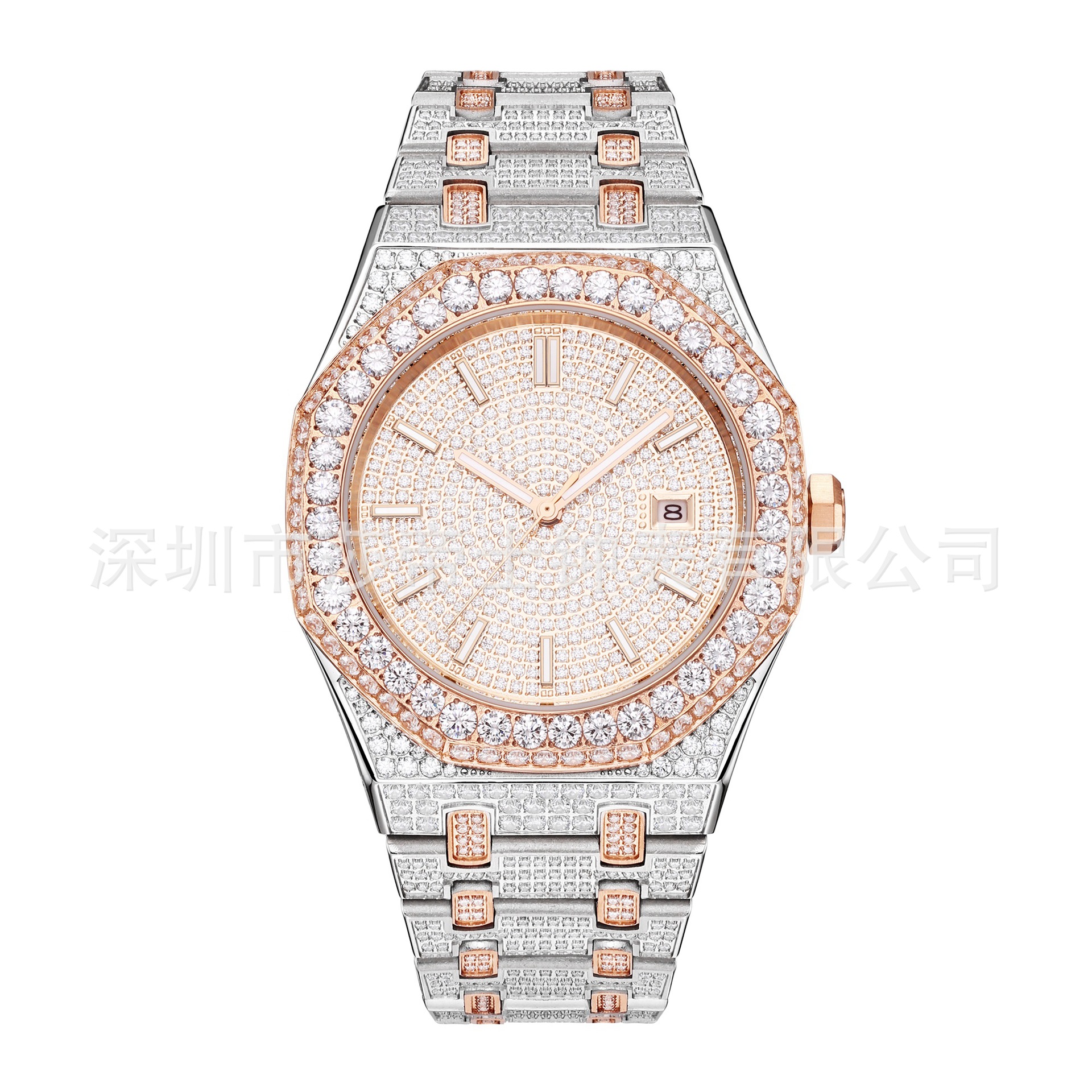 Factory wholesale and retail men's luxury diamond watch stainless steel material analog round dial can be shipped in one piece