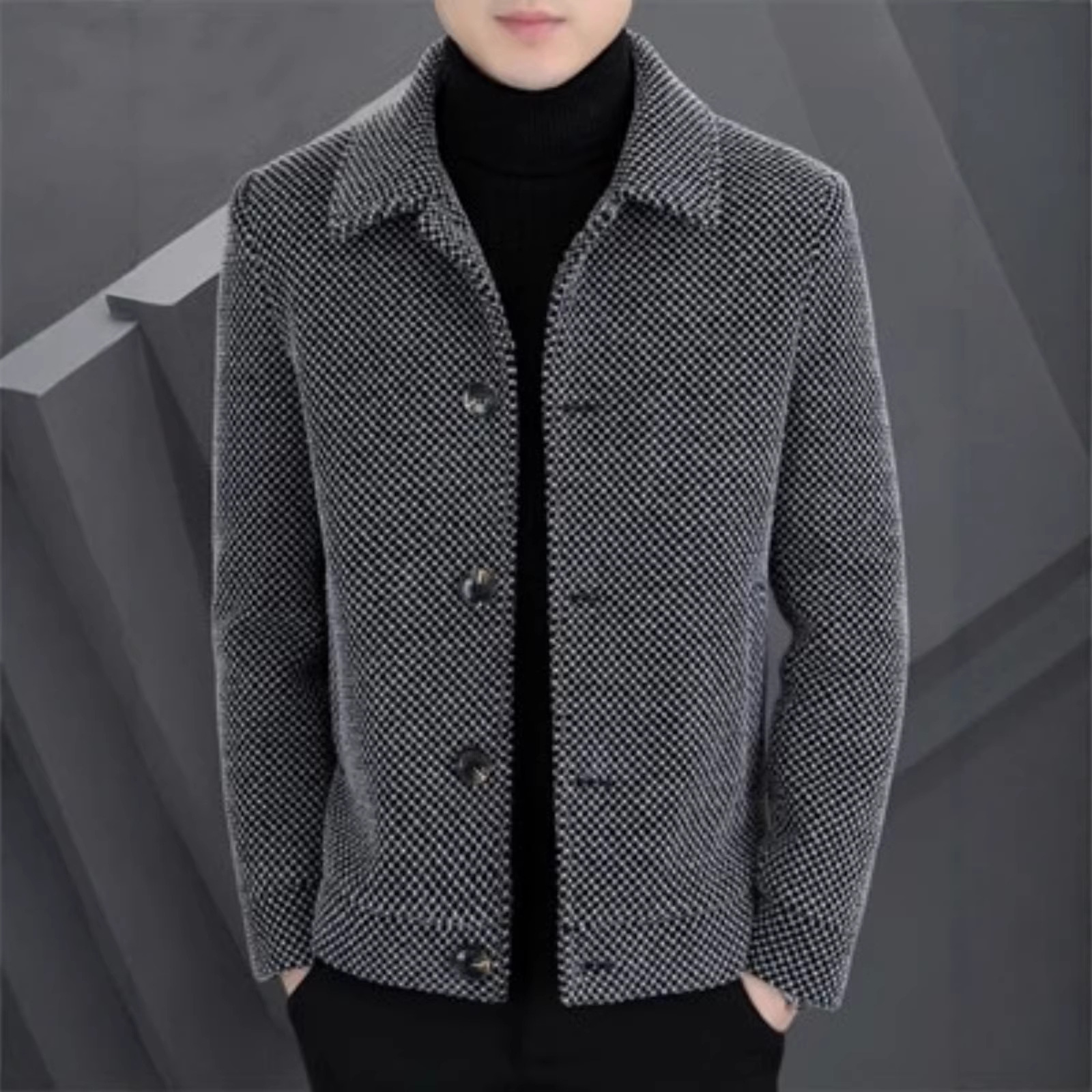Men's winter coats, velvet and thickened woolen jackets, autumn and winter new warm clothes, men's short woolen coats
