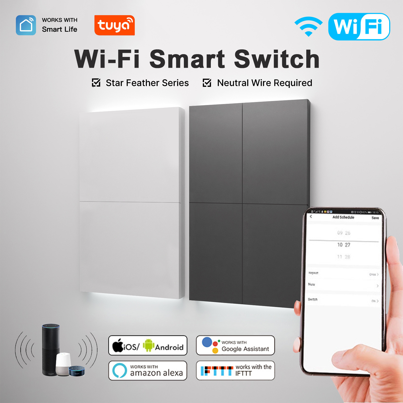 Type 118 US standard Tuya smart home WIFI switch voice control panel wall button smart switch