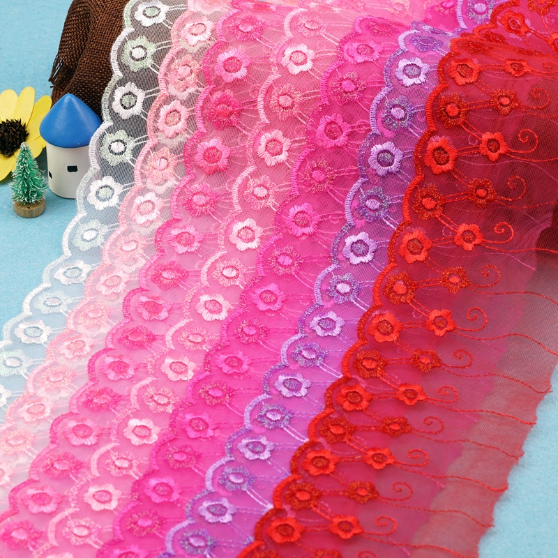 Mesh water-soluble multi-color embroidery lace 10 cm wide clothing pillowcases bed sheets tablecloth accessories direct wholesale