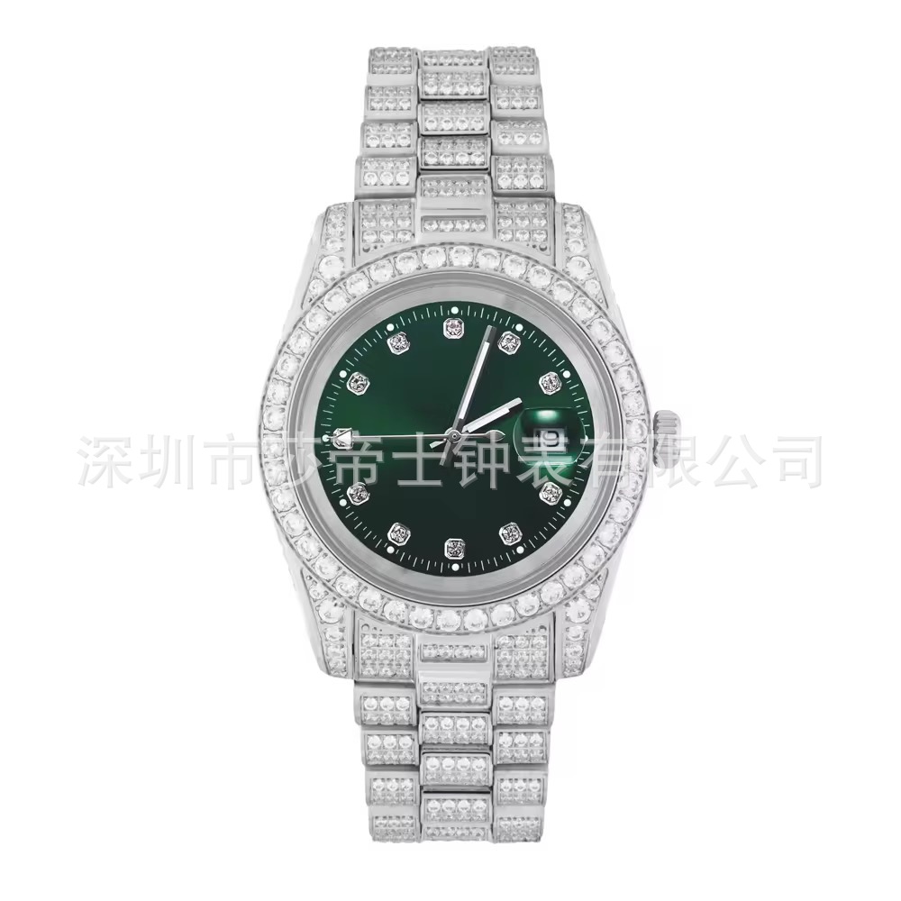 Factory direct sales men's watch luxury fashion style with calendar analog dial stainless steel material waterproof decoration