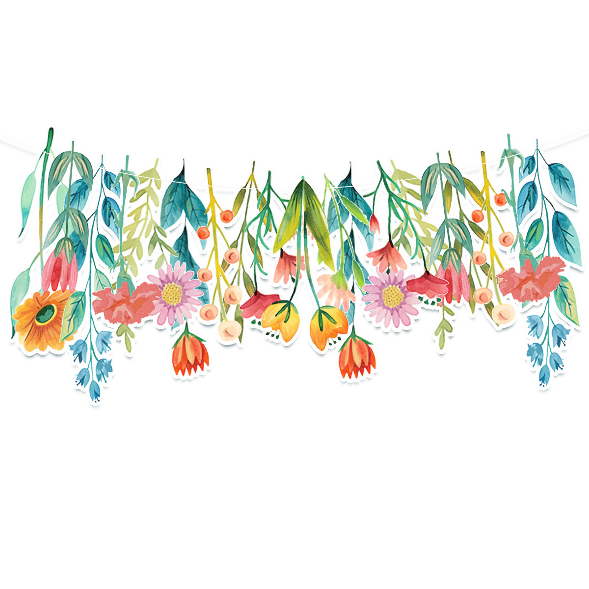 New cross-border floral theme birthday holiday party decoration supplies flag flower banner set atmosphere flag