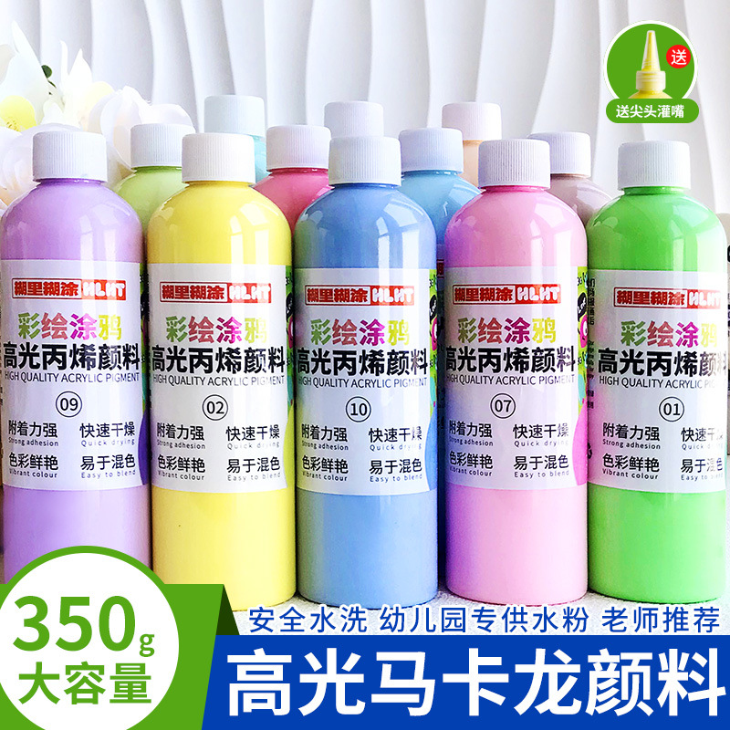 Acrylic paint 500ml large bottle set children's graffiti painted plaster doll wall painting fluid painting hand-painted wholesale