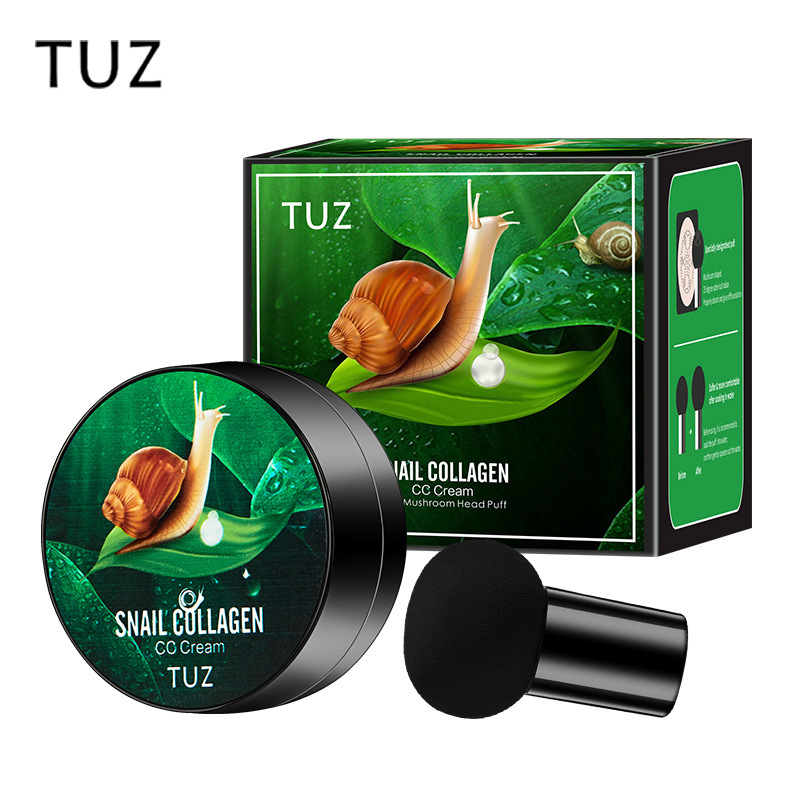Foreign trade hot product TUZ0214 snail collagen CC cream mushroom head snail air cushion BB cream foundation concealer