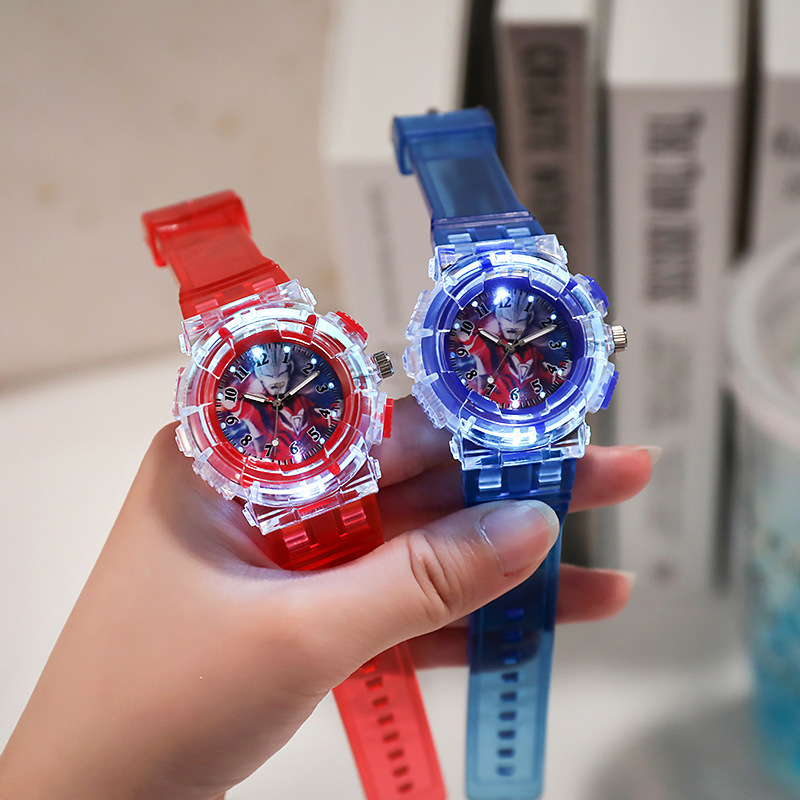 Ultraman luminous watch cartoon luminous children's watch led student sports electronic watch men's watch wholesale gift