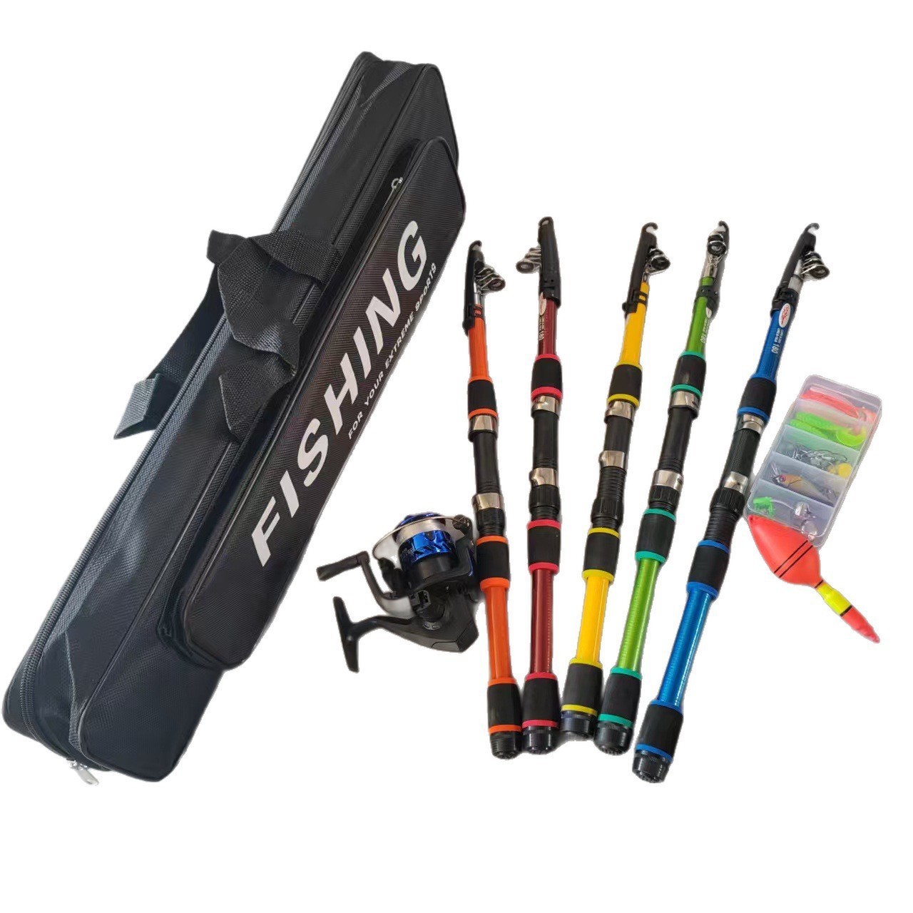 Cross-border carbon Luya rod wheel set sea fishing rod telescopic fishing rod rotating reel travel sea and freshwater fishing set