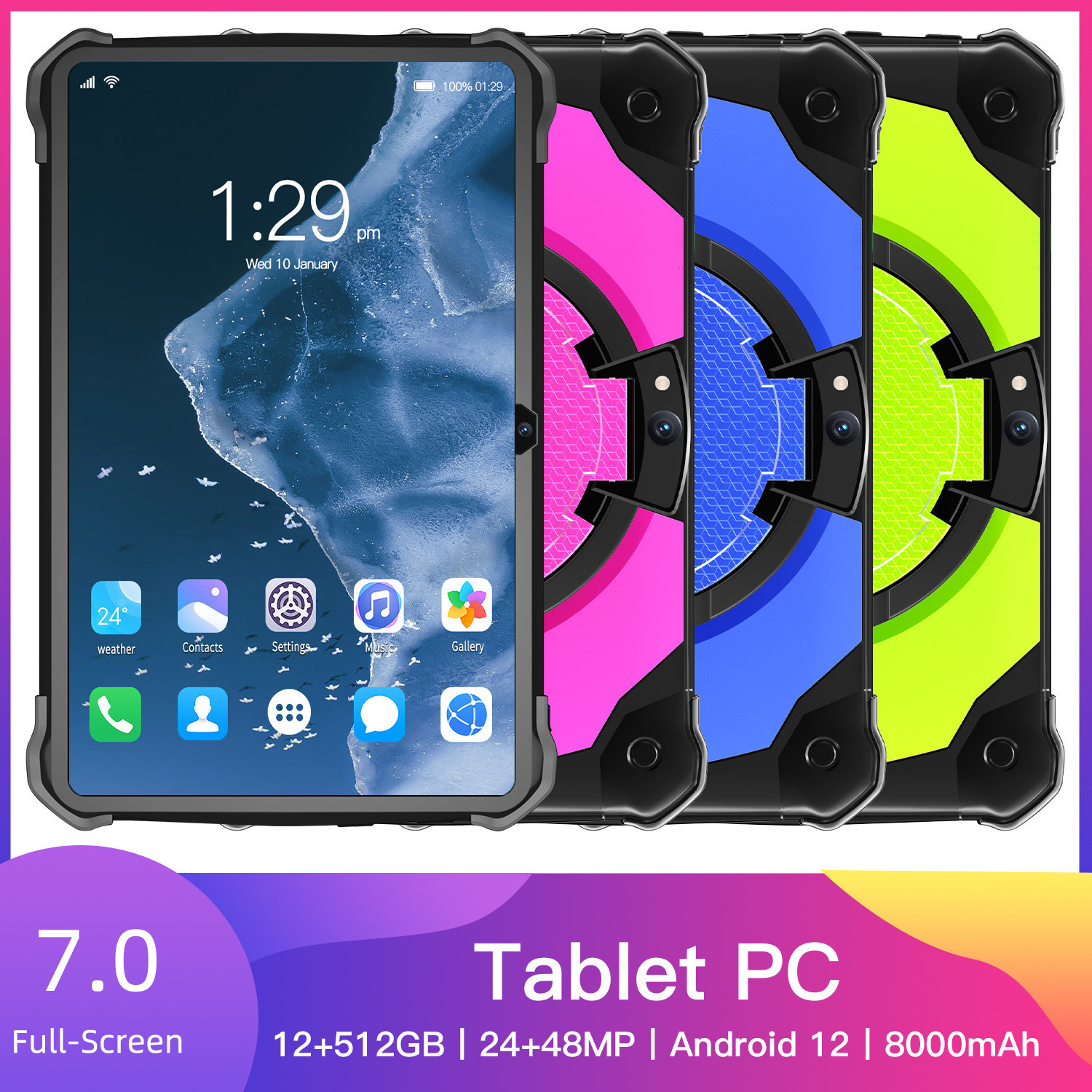 Cross-border long battery life 2026 new 7-inch mecha children's learning tablet 4+64GB Android 12WiFi