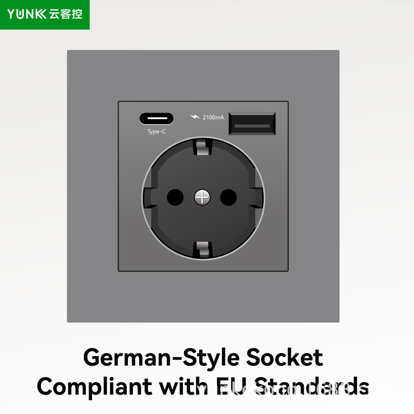 European standard German style USB/Type-C charging socket panel Type 86 concealed European standard German wall socket panel