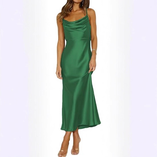 Spot 26 spring and summer European and American cross-border sexy suspender ball party dress Amazon satin evening dress dress