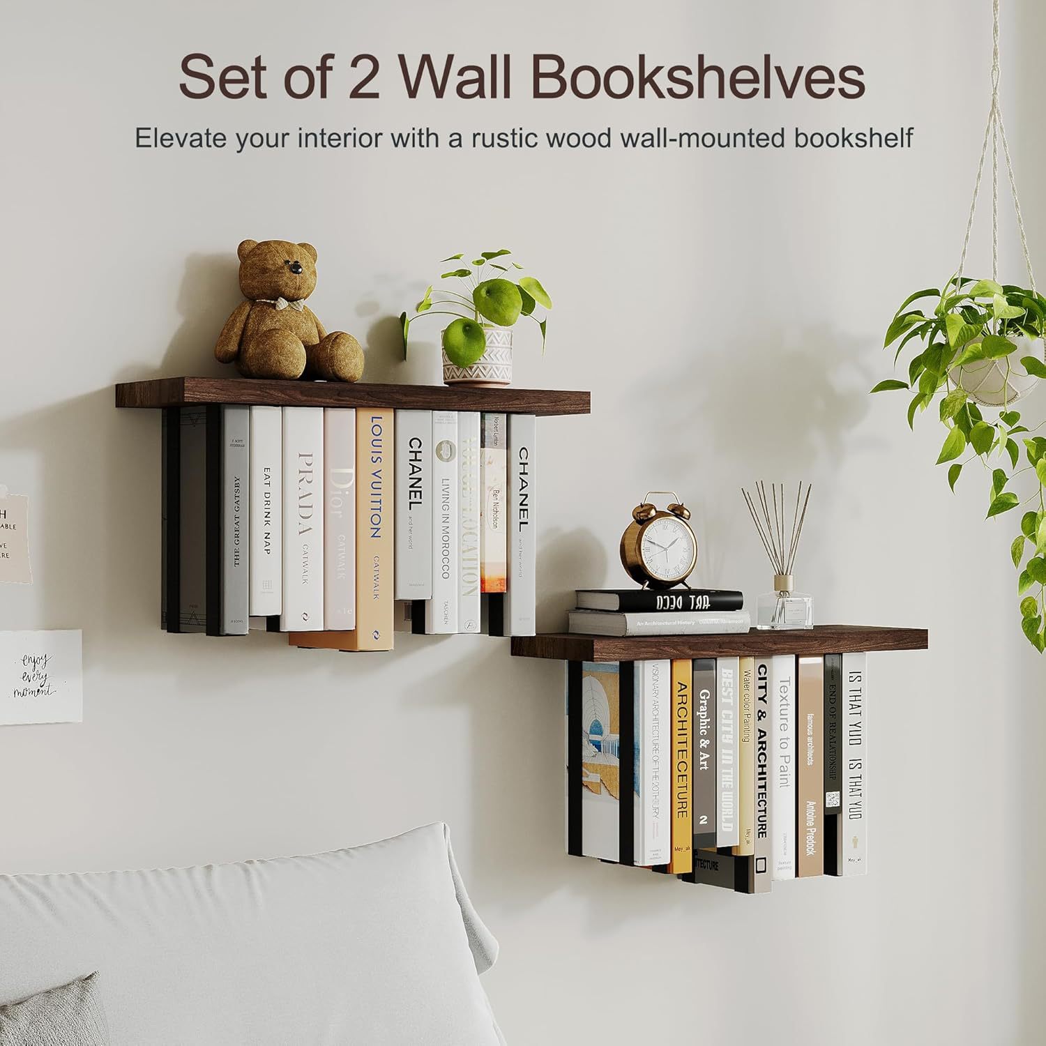 Iron wall-mounted floating bookshelf home wall book storage rack living room wall magazine decoration organizer